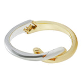 Dual-Tone Alloy Cuff Bracelet | Gold & Rhodium Plated Overlap Bangle | Modern Fashion Jewelry Manufacturer
