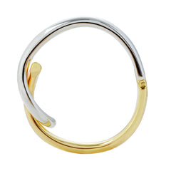 Dual-Tone Alloy Cuff Bracelet | Gold & Rhodium Plated Overlap Bangle | Modern Fashion Jewelry Manufacturer