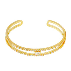 Baguette Zircon Cuff Bangle | OEM Fine Jewelry Manufacturer