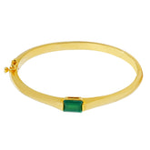 Basic Bangle with Green Onyx | Minimalist Gemstone Cuff Bracelet | OEM Fine Jewelry Manufacturer