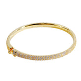 Elegant Half-Stone Cuff Bangle | Brass Base with 14K Gold Plating | Premium OEM Jewelry