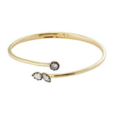 Two-Tone Plated Open Bypass CZ Cuff Bangle – Round & Marquise CZ Minimalist Bangle for OEM/ODM