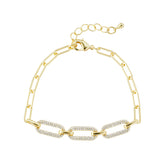 Paperclip Chain Bracelet with Rhinestone Accents