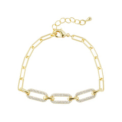 Paperclip Chain Bracelet with Rhinestone Accents