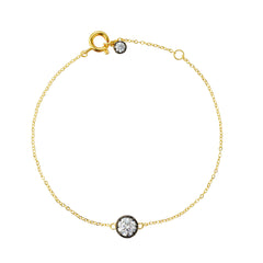 Round CZ Bracelet with Gunmetal Bezel – 14K Gold Plated