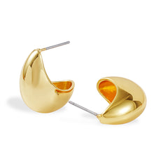 14K Gold Plated Modern Statement Stud Hoops