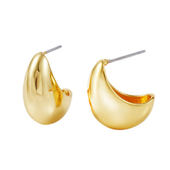 14K Gold Plated Modern Statement Stud Hoops