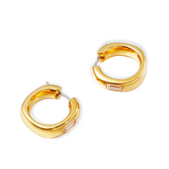 Gold Huggie Hoop Earrings for Women – 14K Gold Plated Hoops with Baguette CZ Stones