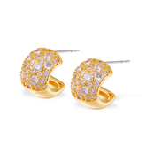 Gold Hoop Earrings with Sparkling CZ Stones