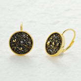 Black Crystal Fabric Earrings – 14K Gold Plated