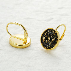 Black Crystal Fabric Earrings – 14K Gold Plated