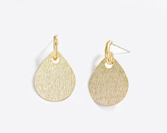 Gold Teardrop Dangle Earrings – 14K Gold Plated Textured Drop Earrings for Women