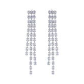 Full CZ Tassel Earrings — Sparkling Dangle Statement Earrings for Party & Evening Glam