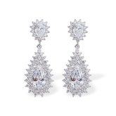 Celeste Halo Pear Drop Earrings — Sparkling CZ Teardrops in Silver-Tone Setting