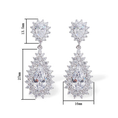 Celeste Halo Pear Drop Earrings — Sparkling CZ Teardrops in Silver-Tone Setting