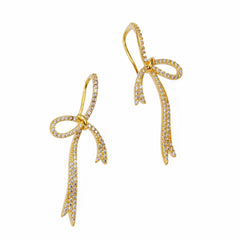 Asymmetrical Bow Earrings with Cubic Zirconia – Elegant Feminine Sparkle