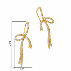 Asymmetrical Bow Earrings with Cubic Zirconia – Elegant Feminine Sparkle