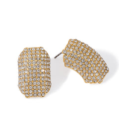 Full Pavé Rhinestone Stud Earrings – Sparkling One-Piece Minimalist Stud
