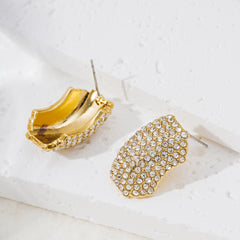 Full Pavé Rhinestone Stud Earrings – Sparkling One-Piece Minimalist Stud