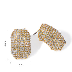 Full Pavé Rhinestone Stud Earrings – Sparkling One-Piece Minimalist Stud