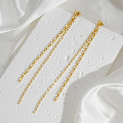 Full Zircon Tassel Drop Earrings