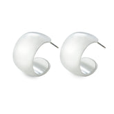 Chunky Dome Hoop Earrings in Stainless Steel Chrome Plating