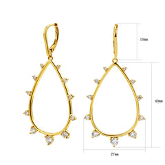 Hollow Teardrop Zircon Earrings – 14K Gold Plated Elegant Dangle Earring