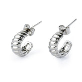 Twisted Texture Hoop Earrings | Ribbed C-Shaped Earrings