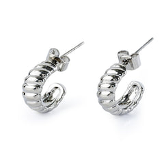 Twisted Texture Hoop Earrings | Ribbed C-Shaped Earrings
