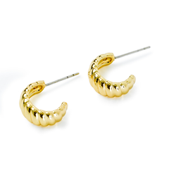 Twisted Texture Hoop Earrings | Ribbed C-Shaped Earrings