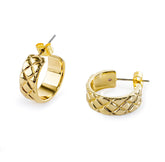 Waffle Hoop Earrings- C Hoop Earrings