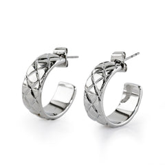 Waffle Hoop Earrings- C Hoop Earrings
