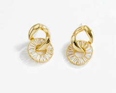 Gold Donut Earrings with Baguette CZ | Modern Statement Jewelry Manufacturer & OEM Supplier