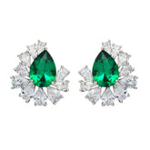 Luxury Emerald Green Teardrop CZ Cluster Earrings | High-End Brass Jewelry for Wholesale & OEM Brands