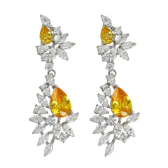 Yellow CZ Teardrop Statement Earrings | Luxury Brass Drop Earrings for OEM Jewelry Brands