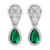 Emerald Green Teardrop CZ Luxury Earrings | High-End Brass or Silver Statement Jewelry for OEM Brands