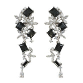 Black and White CZ Statement Drop Earrings | Luxury Rhodium-Plated Geometric Design for OEM Fine Jewelry Brands
