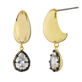 Modern Dual-Tone Teardrop CZ Earrings | Statement Design for Contemporary Jewelry Brands