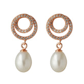 Rose-Gold Plated 925 Sterling Silver Spiral Earrings with Freshwater Pearl Drops