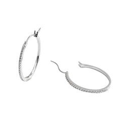 Classic Lightweight CZ Hoop Earrings – Brass/Silver Options, Gold & Rhodium Plating