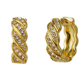 Twisted Half-Pavé Hoop in 14K Gold Plating