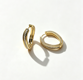 Micro Pavé Geometric Hoop Earrings – 14K Gold Plated Modern Luxury Design