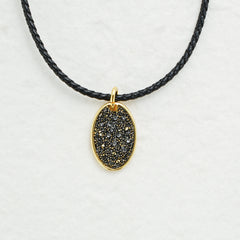 Black Crystals Fabric Necklace