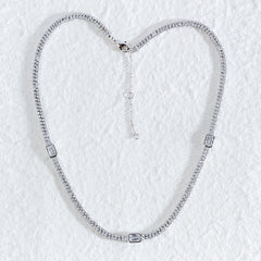 Tennis Necklace | Gold & Silver CZ Rectangle Stone Chain | OEM Fashion Jewelry Supplier