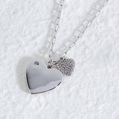 Dual Heart CZ Pendant Necklace | Layered Heart Charm Jewelry | Adjustable Chain | OEM/ODM Fashion Jewelry Supplier