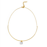 14K Gold Plated Brass Sliding Zircon Choker Necklace | Minimalist Adjustable Collar Jewelry | OEM Custom Jewelry Supplier