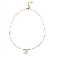 14K Gold Plated Brass Sliding Zircon Choker Necklace | Minimalist Adjustable Collar Jewelry | OEM Custom Jewelry Supplier