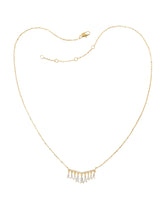 Gold Plated CZ Baguette Necklace | Dainty Fringe Design | 14K Gold Brass | Elegant Layering Necklace for Women