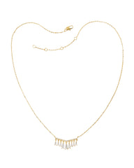 Gold Plated CZ Baguette Necklace | Dainty Fringe Design | 14K Gold Brass | Elegant Layering Necklace for Women