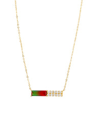 Baguette Tourmaline Bar Necklace | Gold-Plated Brass or 925 Silver OEM Jewelry Manufacturer